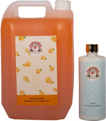 Indrani Cosmetics Orange Shampoo (5 Liter) + Premium Conditioner for Women (500 ML) Free(5.5 L)