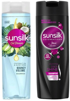 SUNSILK Stunning Black Shine Shampoo 169ml + coconut shampoo 169mls(338 ml)