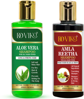 Doviko Natural Aloe Vera And Reetha Shampoo - Pack of 2(420 ml)