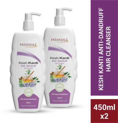 PATANJALI Kesh Kanti Hair Cleanser, Anti Dandruff Shampoo for Strong Hairs - 450ml x 2(900 ml)
