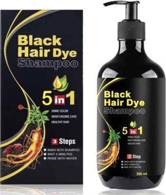 Kingvaliy 5 IN 1 BLACK HAIR DYE SHAMPOO INSTANT BLACK PACK OF 1(300 ml)