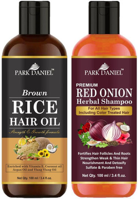 PARK DANIEL Rice Oil & Red Onion Shampoo Combo Pack Of 2 bottle of 100 ml(200 ml)(200 ml)