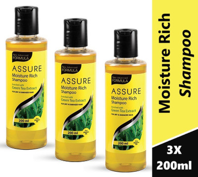 ASSURE Moisture Rich Shampoo Enriched with Green Tea Extract for Dry and Damaged Hair,3(600 ml)
