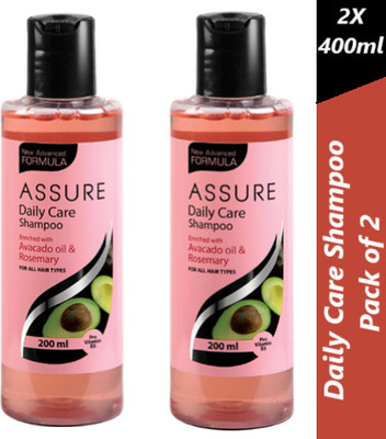 ASSURE Daily Care Shampoo enriched with avocado oil and rosemary extract pack of two(400 ml)