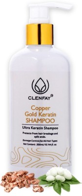 CLENFAY Copper Gold Ultra Keratin Shampoo Protect From Hair Breakage And Split Ends(300 ml)