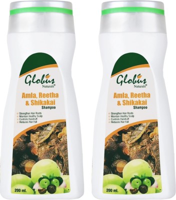 Globus Naturals Amla Reetha Shikakai Shampoo - 200 ml, Set of 2(400 ml)