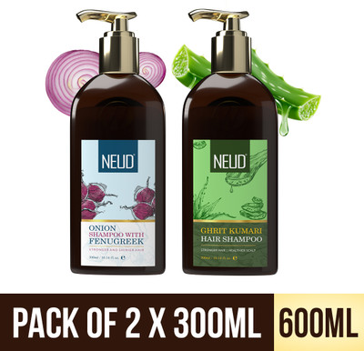 NEUD Onion & Aloe Vera Shampoo Pack – Anti Hair Fall & Nourishing Cleanser |300ml x 2(600 ml)