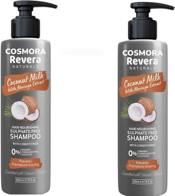 COSMORA REVERA COCONUT MILK SHAMPOO FOR PREVENTS PREMATURE GRAYING PACK OF - 200ml x 2(400 ml)