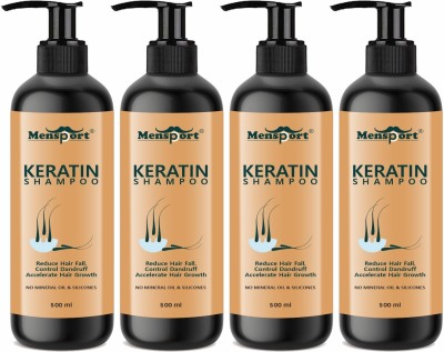 Mensport Keratin Shampoo for Soft & Frizzy Free Healthy Strong Hair Pack of 4 of 500ML(2000 ml)