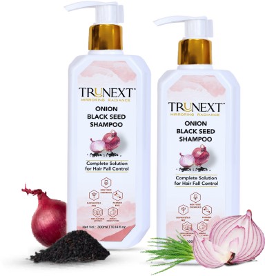 TRUNEXT Onion Black Seed Shampoo for Hair Growth and Hair Fall Control, pack of 2(600 ml)