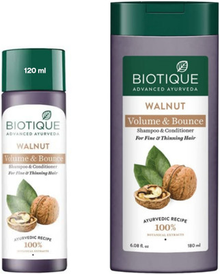 BIOTIQUE Walnut Shampoo 180Ml & Walnut Shampoo 120Ml (Set of 2)(300 ml)