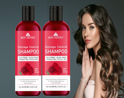 Bon Austin Damage Control Shampoo For Dry & Dehydrated Hair (Rose) 100ml Pack Of 2(200 ml)