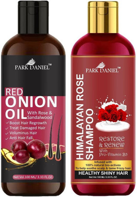 PARK DANIEL Premium Red Onion Oil & Rose Shampoo Combo Pack Of 2 bottle of 100 ml(200 ml)(200 ml)