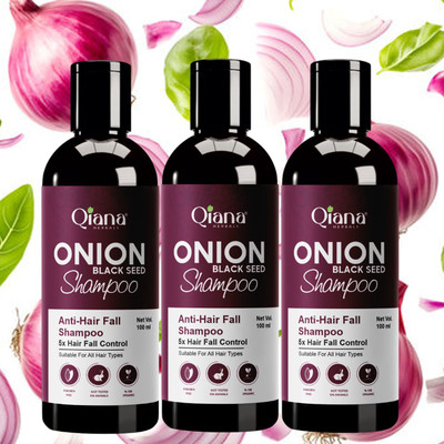 Qiana Onion Black Seed Shampoo – Reduces Hair Damage Daily – Pack of 3(100 ml)