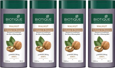 BIOTIQUE Shampoo 180Ml Walnut (Pack Of 4)(720 ml)