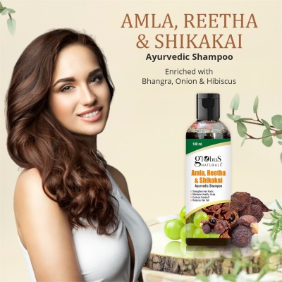 Globus Naturals Amla Reetha Shikakai Shampoo, Natural & Mild Hair Cleanser For Healthy Hair(100 ml)