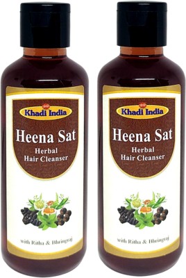 KHADI INDIA Heena Sat Herbal Hair CLEANSER (PACK OF 2)(210 ml)