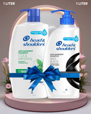 Head and Shoulders Cool Menthol-1L OR Silky Black Anti Dandruff Shampoo-1L(2 L)