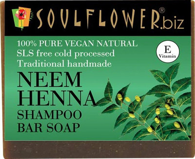 Soulflower Neem Henna Shampoo Handmade Bar, Dandruff Control & Itchiness For Hair(150 ml)