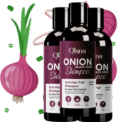 Qiana Red Onion Black Seed Oil Strong, Smooth and Silky, Scalp Cleansing pack-3(100 ml)