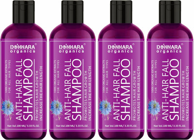 DONNARA organics Anti-Hairfall Shampoo with Blackseed Oil Extract Clear Scalp Pack 4 of 100ML(400 ml)