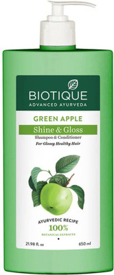 BIOTIQUE Green Apple Shine & Gloss Shampoo & Conditioner| Promotes Healthy, Shiny Hair(650 ml)