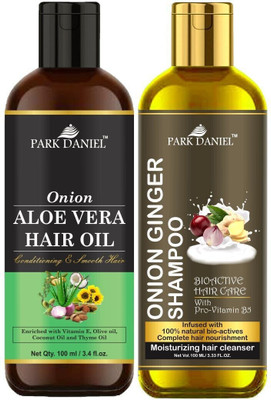 PARK DANIEL Aloe Vera Oil & Onion Ginger Shampoo Combo Pack Of 2 bottle of 100 ml(200 ml)(200 ml)