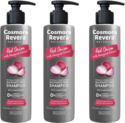 COSMORA REVERA RED ONION SHAMPOO FOR FOR PREVENT HAIR FALLS PACK OF - 3(600 ml)