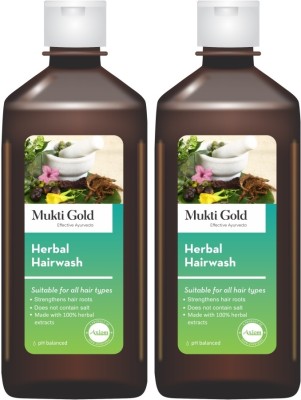 AXIOM Mukti Gold Herbal Hair Wash Pack of 2 | Strengthening & Repairing, Long & Strong(800 ml)