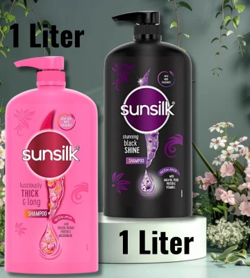 SUNSILK Stunning black shine & LUSCIOUSLY thick long shampoo-Pack-2.(2000 ml)