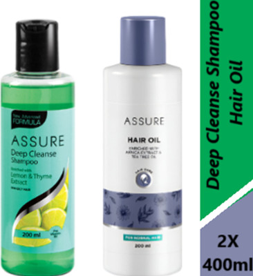 ASSURE Deep Cleanse Shampoo Lemon & Thyme Extracts and combo hair oli(400 ml)