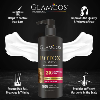 GLAMCOS professional BOTOX SHAMPOO 3X ADVANCD CARE SHAMPOO SMOOTH & SHI(1000 ml)