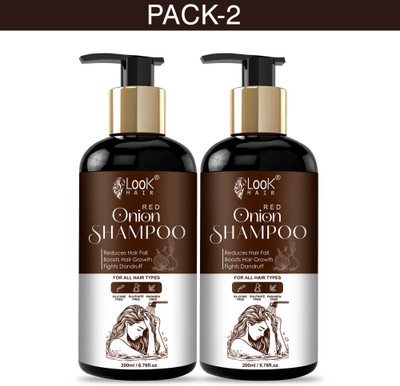 look hair Red Onion Shampoo with Black Seed & Biotin – Hair Fall Control & Growth Support(600 ml)