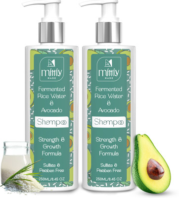 MITTIY MADE Fermented Rice Water & Avocado Shampoo Pack of 2- 250ML each(500 ml)