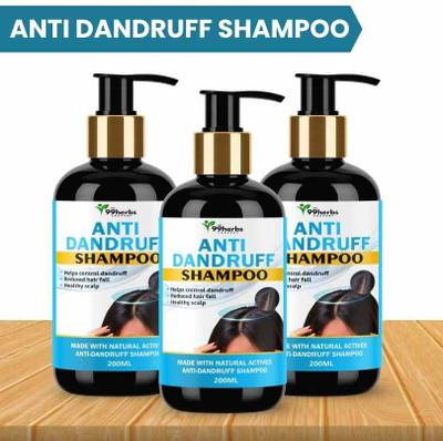 The 99 Herbs Company Anti Dandruff Shampoo 200ml (Pack of 3) | Herbal Hair Fall & Itch Control(200 ml)