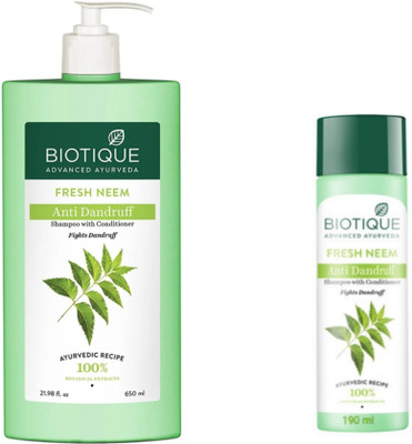 BIOTIQUE Shampoo Combo – Neem 650 ML & Neem 190 ML (840 ml)