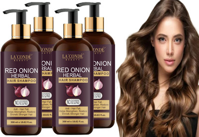 La'Conde Red Onion Shampoo Help to Reduce Fall, Nourish Roots & Restore Shine 300ml Pack4(1200 ml)