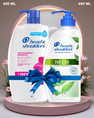 Head and Shoulders Smooth and Silky-650 ML OR Neem, Anti Dandruff Shampoo-650ML(1300 ml)