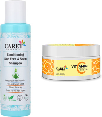 Caret Organic Conditioning Aloevera & Neem Shampoo- 100ML AND Vitamin C Cream- 100G(200 ml)
