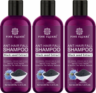 Pink Square Anti - Hair Fall Shampoo ( With Black Seed Extract ) Pack Of 3 ( 300 ml )(300 ml)