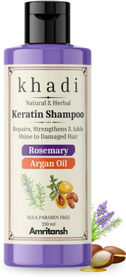 AMRITANSH Khadi Rosemary & Argan Oil Keratin Shampoo | Strengthens, Repairs & Adds Shine(210 ml)