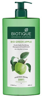 BIOTIQUE Bio Green Apple Fresh Daily Purifying Shampoo & Conditioner (For Oily Hair & Scalp)(650 ml)