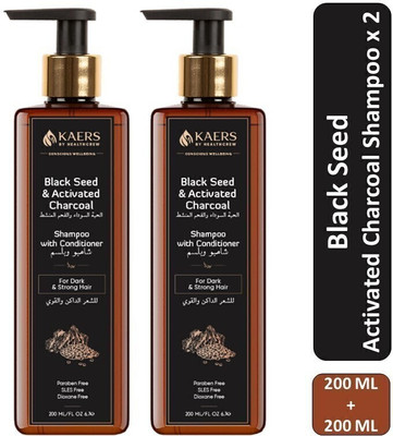 Kaers by Healthcrew Herbal Black Seed & Activated Charcoal Shampoo | For Dark & Strong Hair(400 ml)