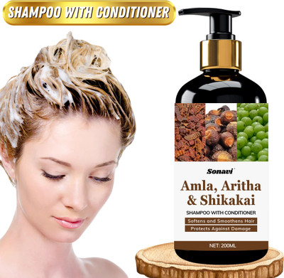 Sonavi Amla Aritha Shikakai Shampoo with Conditioiner for Hair Smoothness(200 ml)