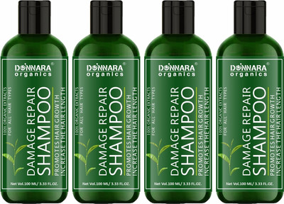 DONNARA organics Hair Vitalizer Shampoo with Green Tea Extract Refresh Hair Pack 4 of 100ML(400 ml)