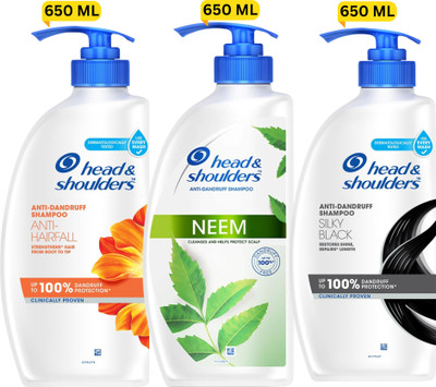 Head and Shoulders Anti- Hairfall ,Silky Black and Neem, Anti Dandruff Shampoo,(1950 ml)