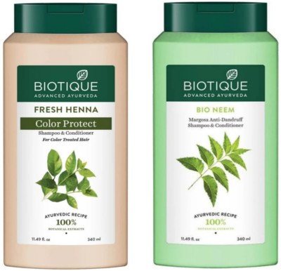 BIOTIQUE Fresh Neem & Fresh Heena Shampoo 340Ml (Set 2)(680 ml)