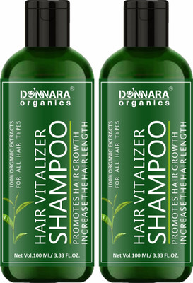 DONNARA organics Hair Vitalizer Shampoo with Green Tea Extract Refresh Hair Pack 2 of 100ML(200 ml)