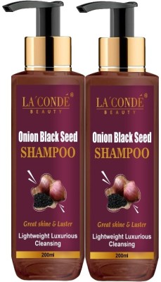 La'Conde Onion Black Seed Shampoo - Lightweight Luxurious Cleansing (200ml) Pack of 2(400 ml)