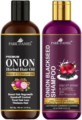 PARK DANIEL Premium Onion Oil & Onion Blackseed Shampoo Combo Pack Of 2 bottle of 100 ml(200 ml)(200 ml)